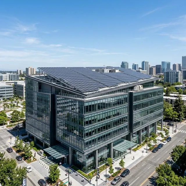 Solar panels on a commercial building